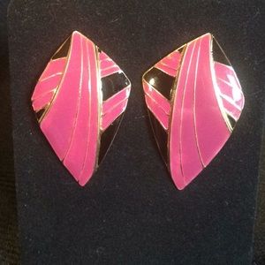 L. Bott Vintage Earrings Pink and Black